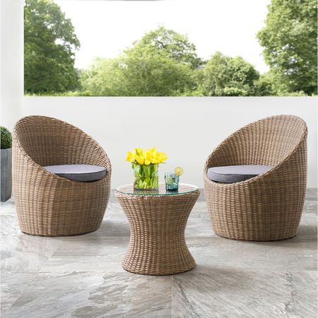 Alaterre Furniture Strafford All-Weather Wicker Outdoor Set with Two Chairs and 18"H Cocktail Table AWWL01LL